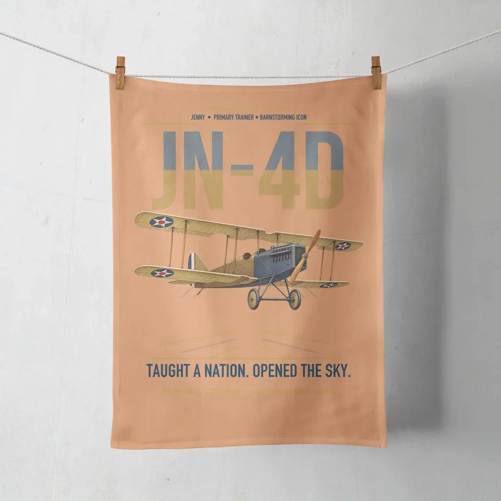 Curtiss JN-4D Jenny design on orange towel