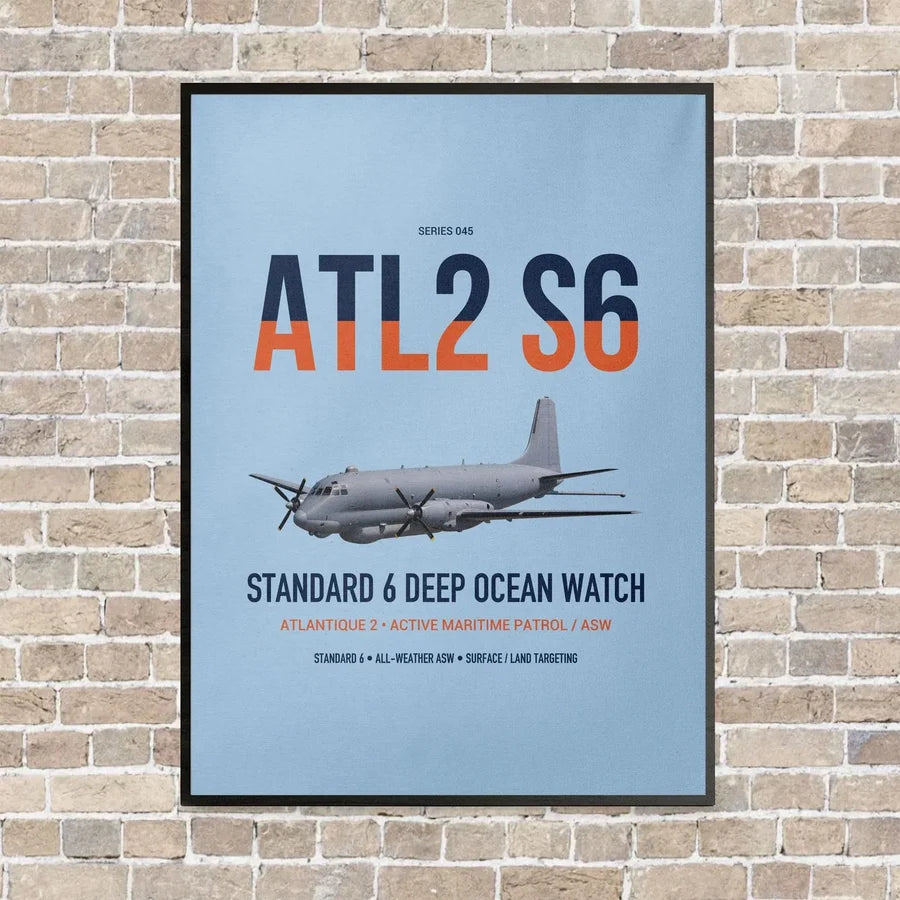 Atlantique 2 Standard 6 vertical canvas print - framed - light blue background