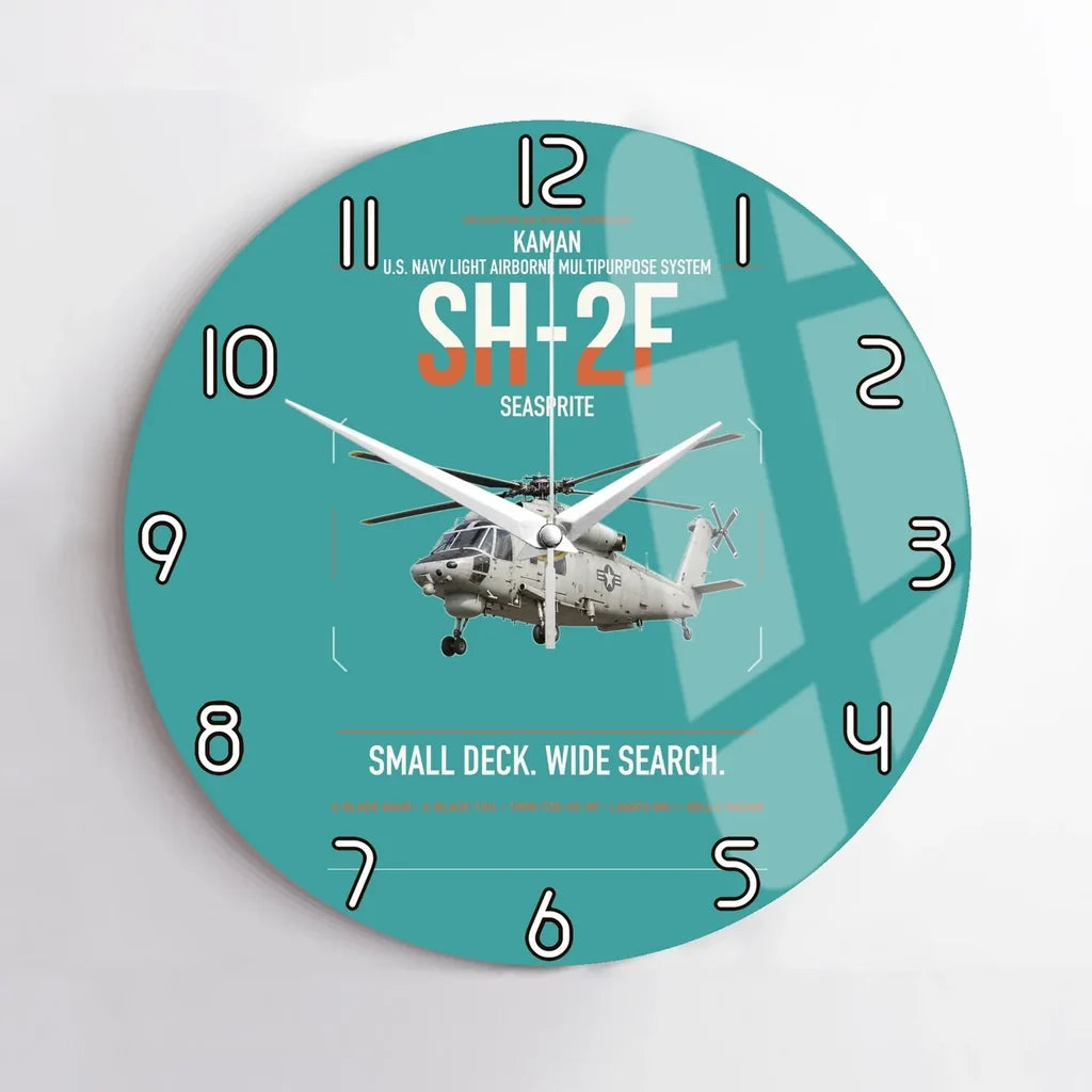 Kaman SH-2F Seasprite design on turquoise no frame wall clock