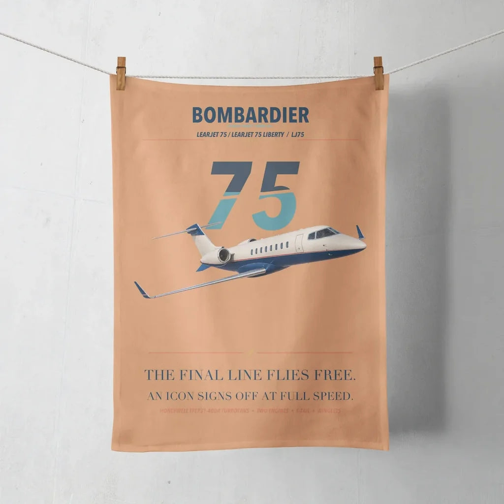 Bombardier Learjet 75 Liberty design on orange towel