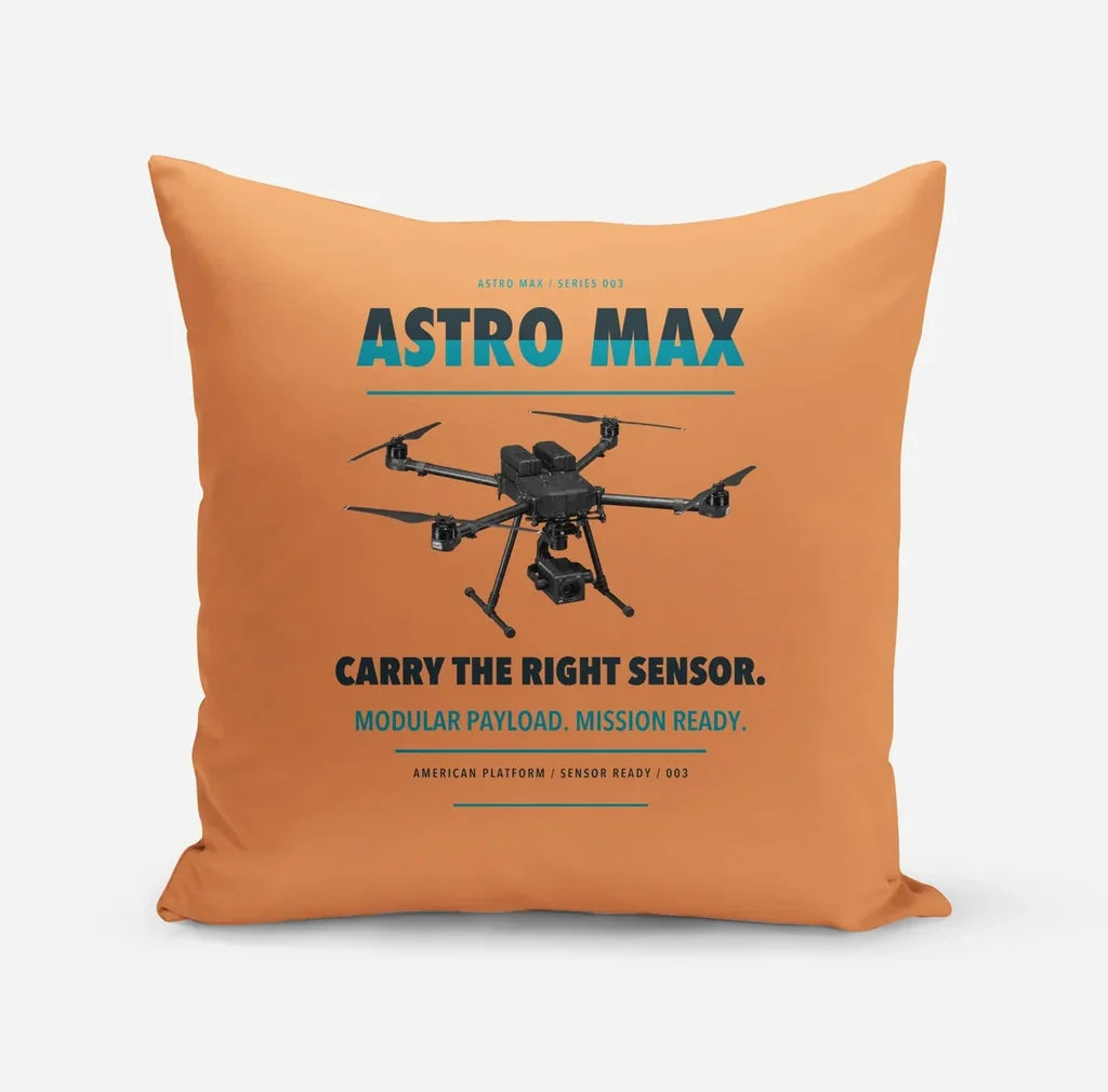 Freefly Astro Max design on orange pillow