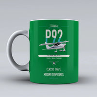 Thumbnail for Tecnam P92 Echo MkII design on green ceramic mug, double-side print