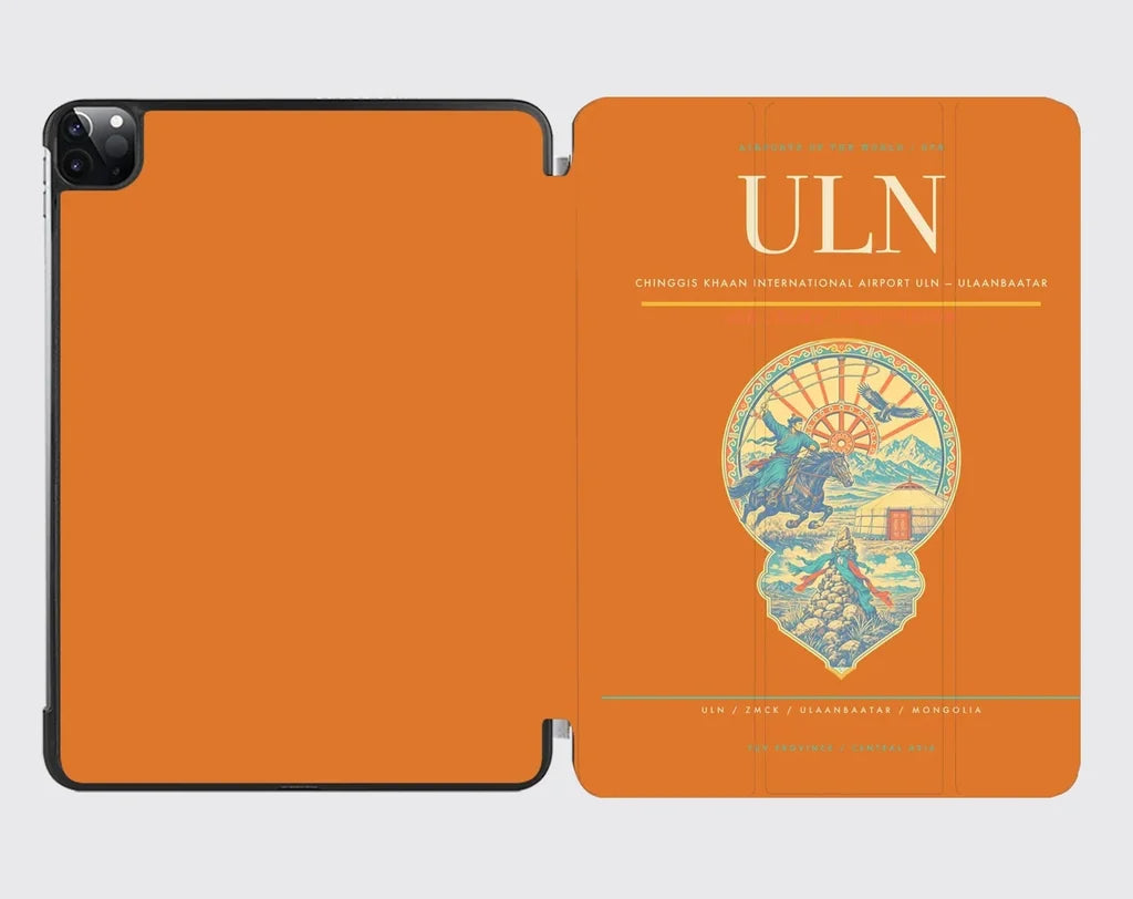Chinggis Khaan International Airport (ULN) design on orange ipad tablet case
