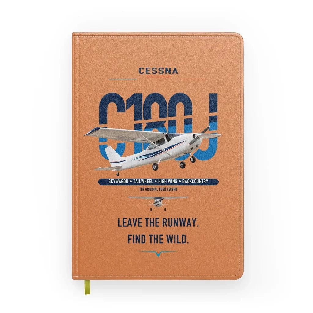 Cessna 180J Skywagon design on orange notebook
