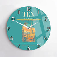 Thumbnail for Turin Airport (TRN) design on turquoise no frame wall clock