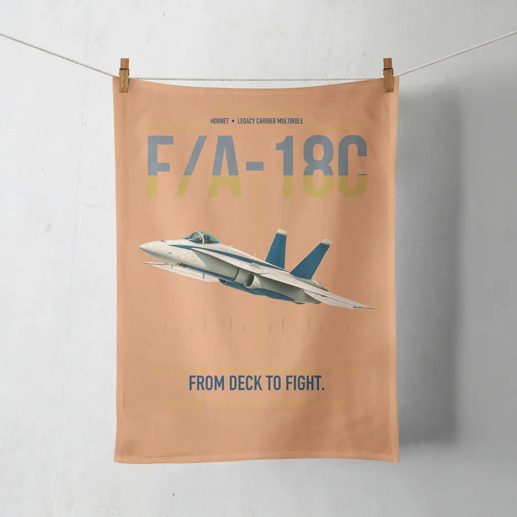 F-A-18C Hornet design on orange towel