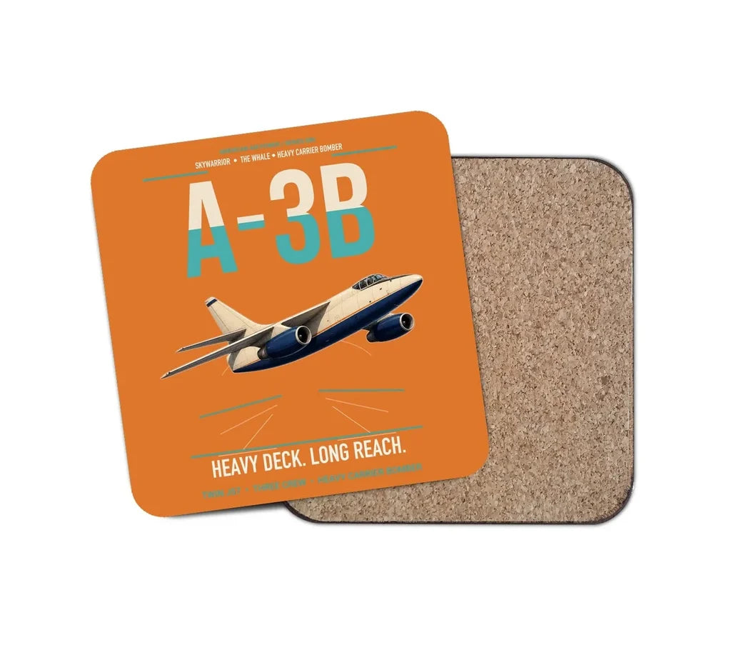 A-3B Skywarrior design on orange 1 piece coaster