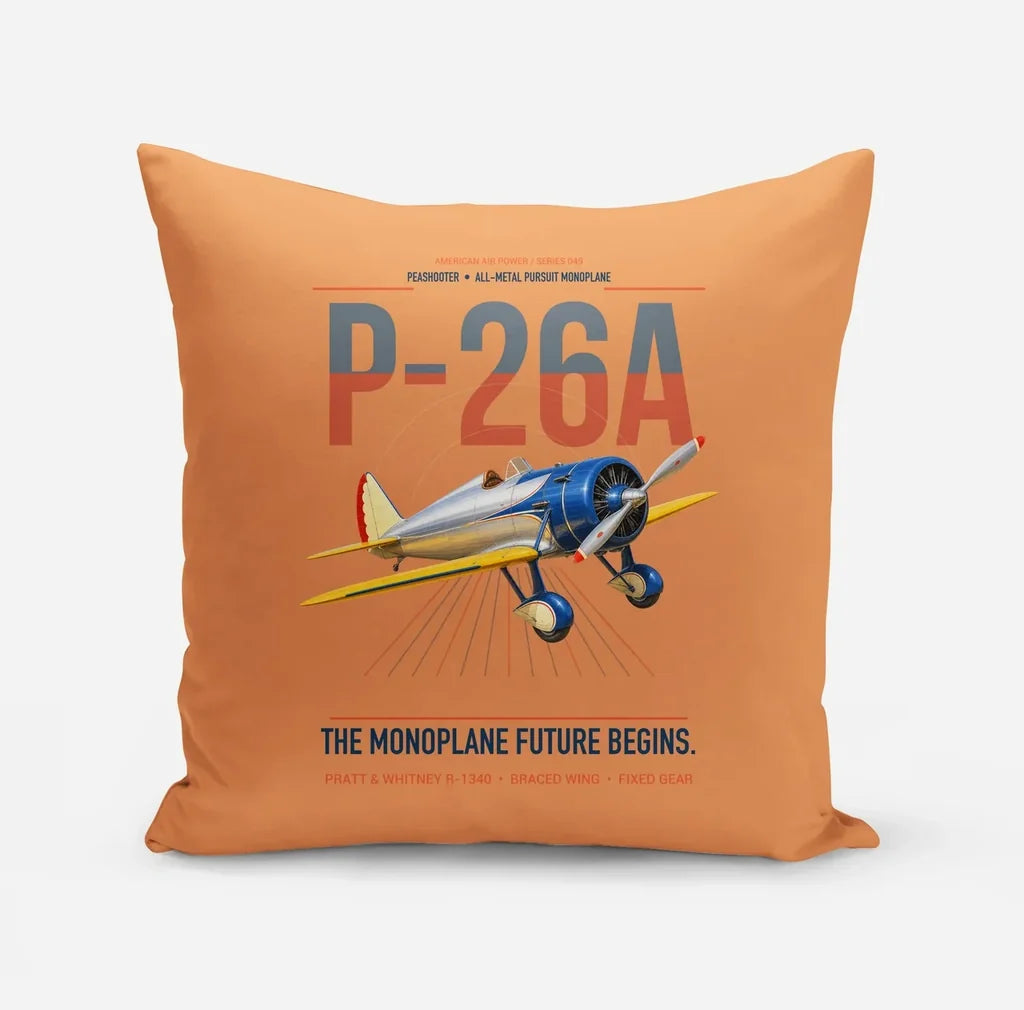 Boeing P-26A Peashooter design on orange pillow