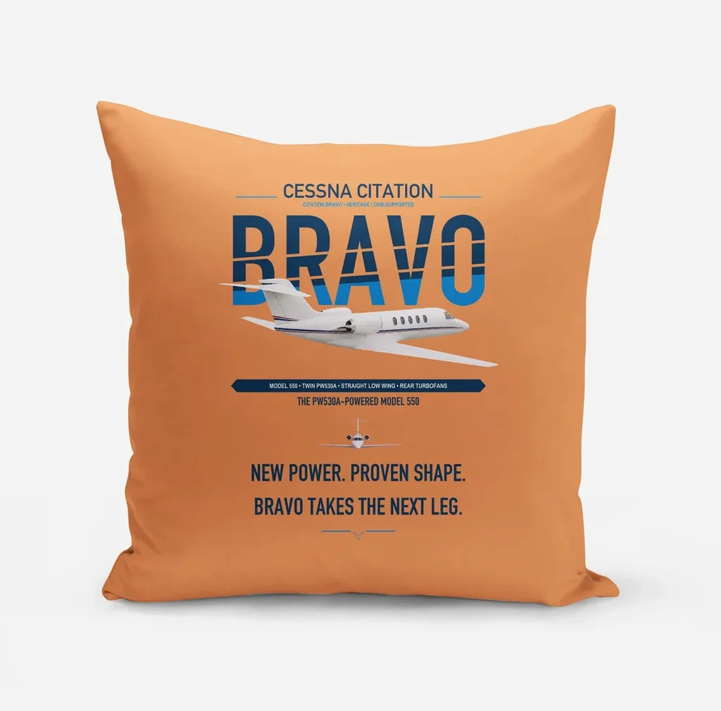 Cessna Citation Bravo design on orange pillow