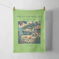 Thumbnail for VINTAGE G4084 - The Island Milk Run - Designed Towels design on lightgreen
