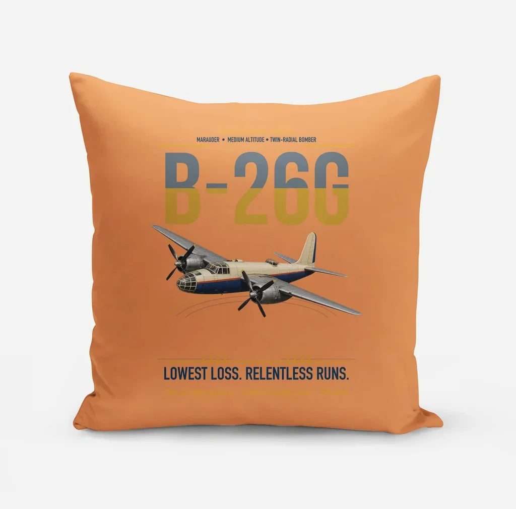 B-26G Marauder design on orange pillow