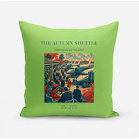 Thumbnail for VINTAGE G4120 - The Autumn Shuttle - Designed Pillows design on lightgreen