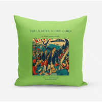 Thumbnail for VINTAGE G4103 - The Charter To The Games - Designed Pillows design on lightgreen