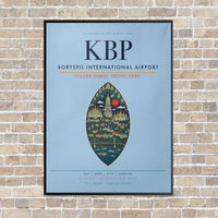 Thumbnail for Boryspil International Airport KBP - Canvas Framed - Light Blue