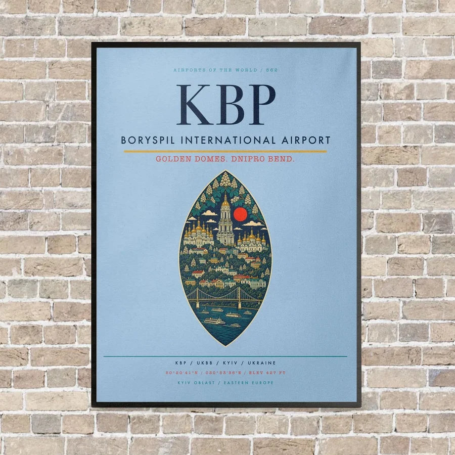 Boryspil International Airport KBP - Canvas Framed - Light Blue