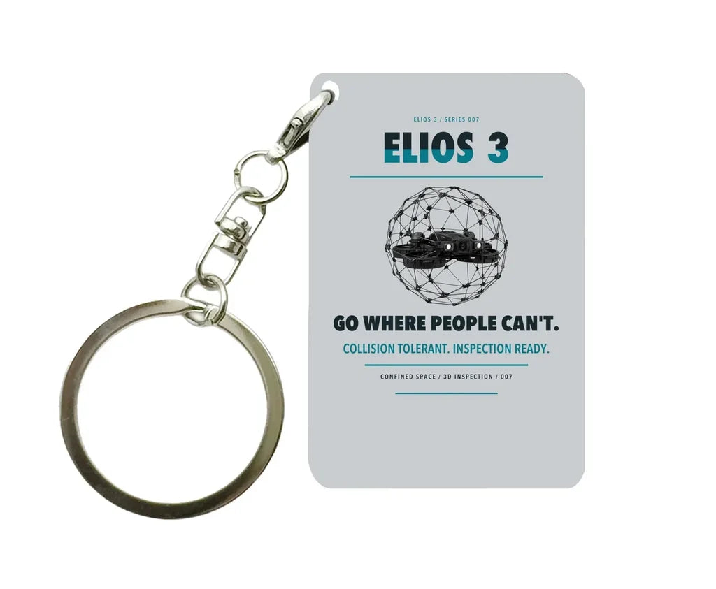 Flyability Elios 3 Key Chain design on light gray key chain