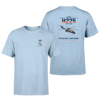 Thumbnail for Airbus H225 design on light blue t-shirt, double-side print