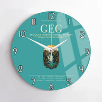 Thumbnail for Spokane International Airport (GEG) design on turquoise no frame wall clock