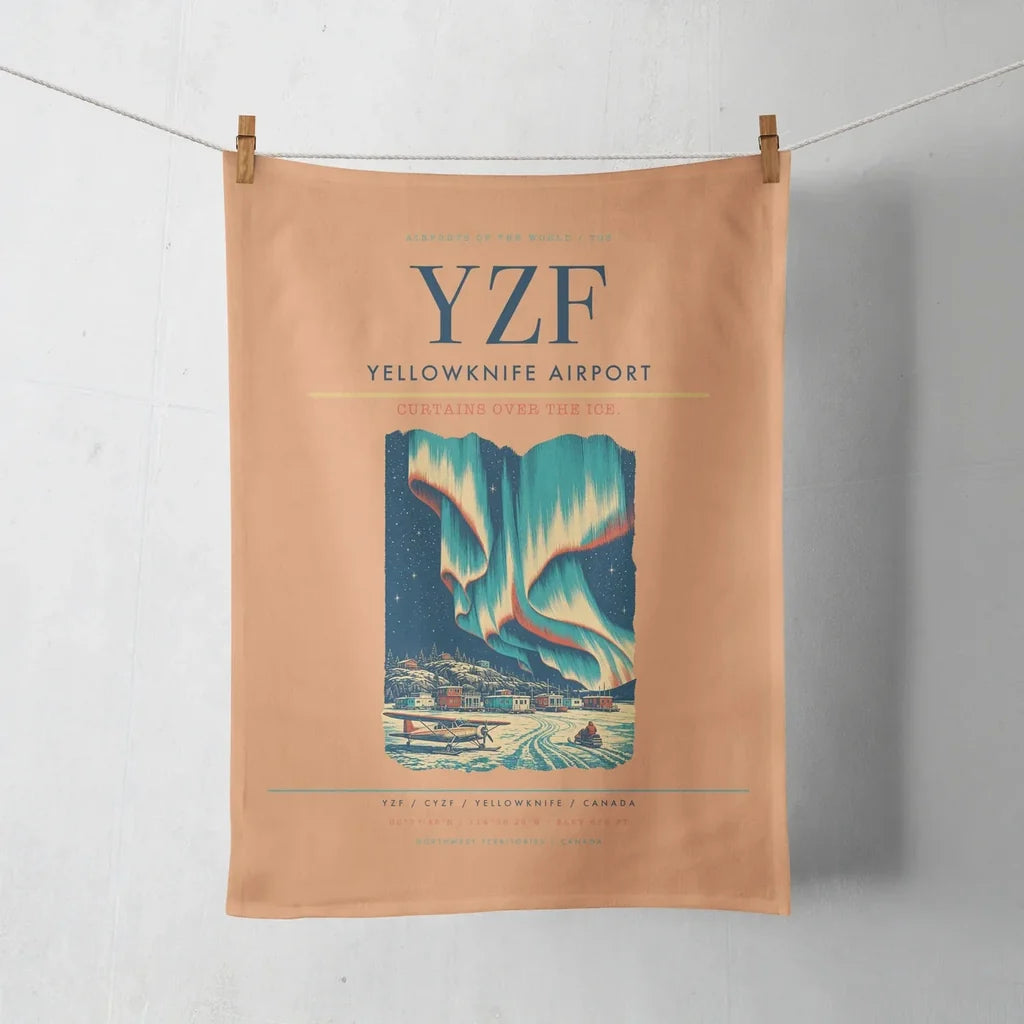 Yellowknife Airport (YZF) design on orange towel
