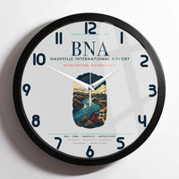 Thumbnail for Nashville International Airport (BNA) design on light gray framed wall clock