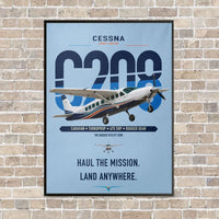 Thumbnail for Cessna 208 Caravan vertical canvas print - framed - light blue background