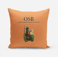 Thumbnail for Leoš Janáček Airport Ostrava (OSR) design on orange pillow