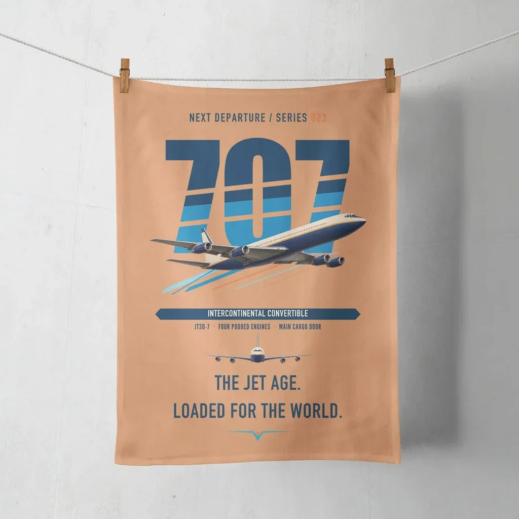 Boeing 707-320C design on orange towel