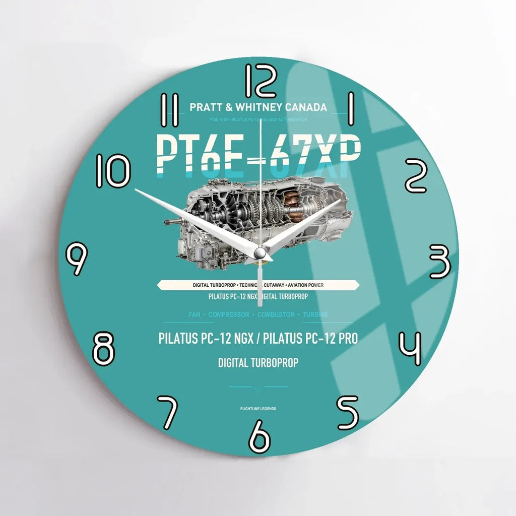 PT6E-67XP design on turquoise no frame wall clock