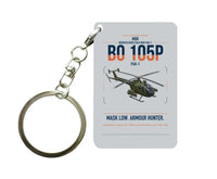 Thumbnail for MBB BO 105P PAH-1 design on light gray designed key chain, double-side print