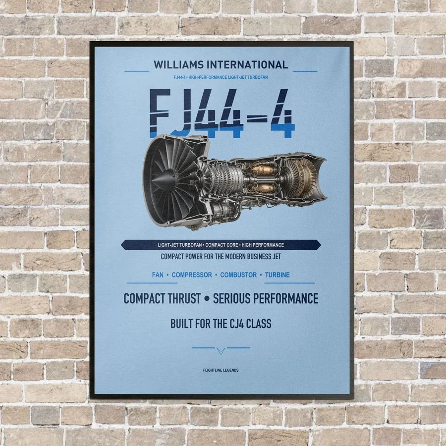 FJ44-4 vertical canvas print - framed - light blue background
