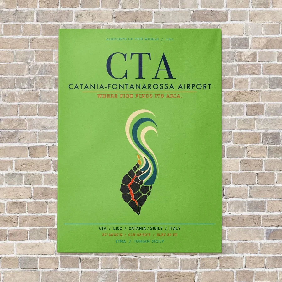 Catania-Fontanarossa Airport CTA vertical canvas print - no frame - light green background