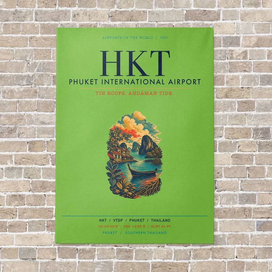 Phuket International Airport HKT vertical canvas print - no frame - light green background
