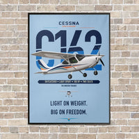 Thumbnail for Cessna 162 Skycatcher vertical canvas print - framed - light blue background