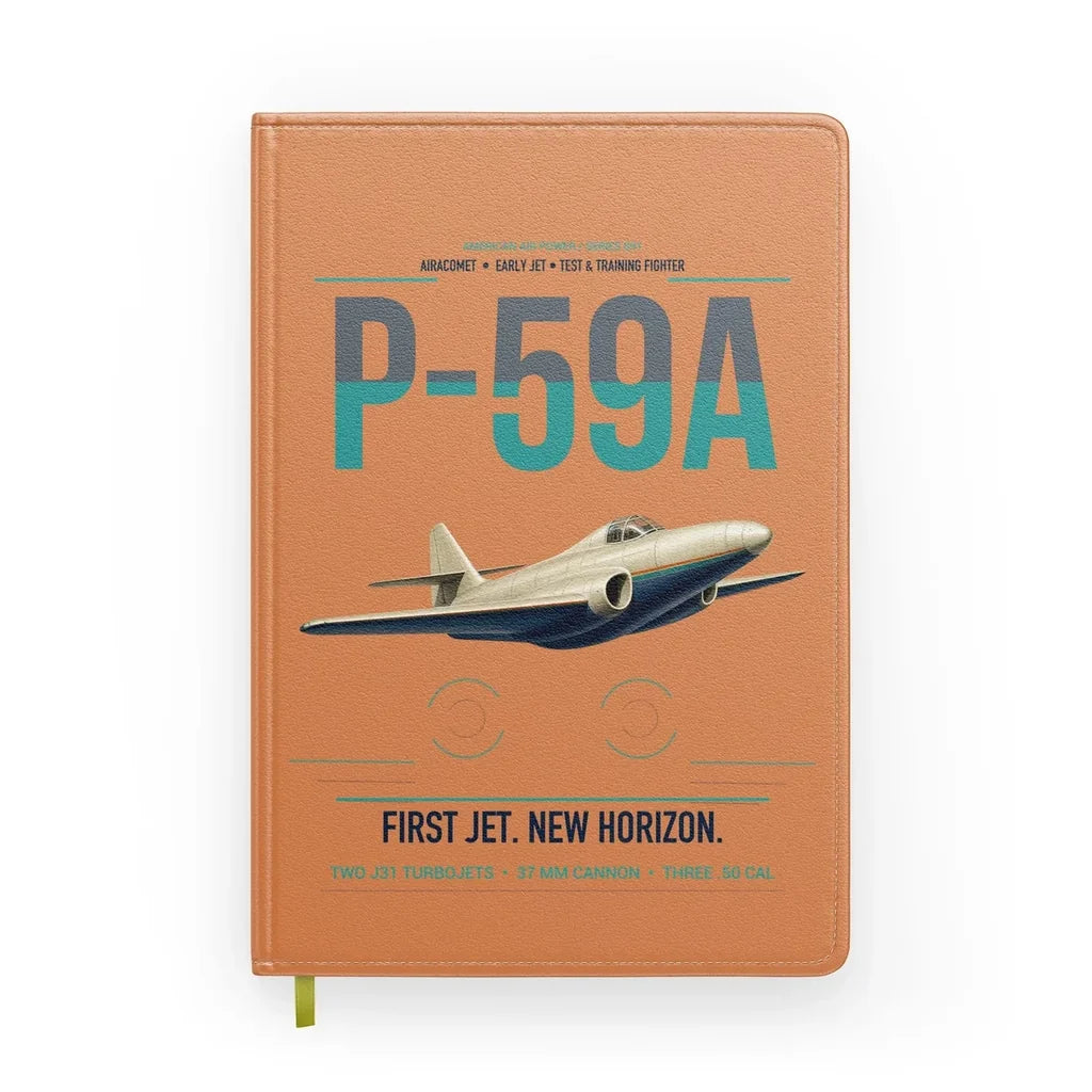 P-59A Airacomet design on orange notebook