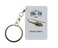 Thumbnail for Bell UH-1H Iroquois design on light gray designed key chain, double-side print