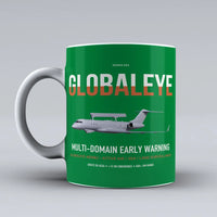 Thumbnail for Saab GlobalEye design on green ceramic mug, double-side print
