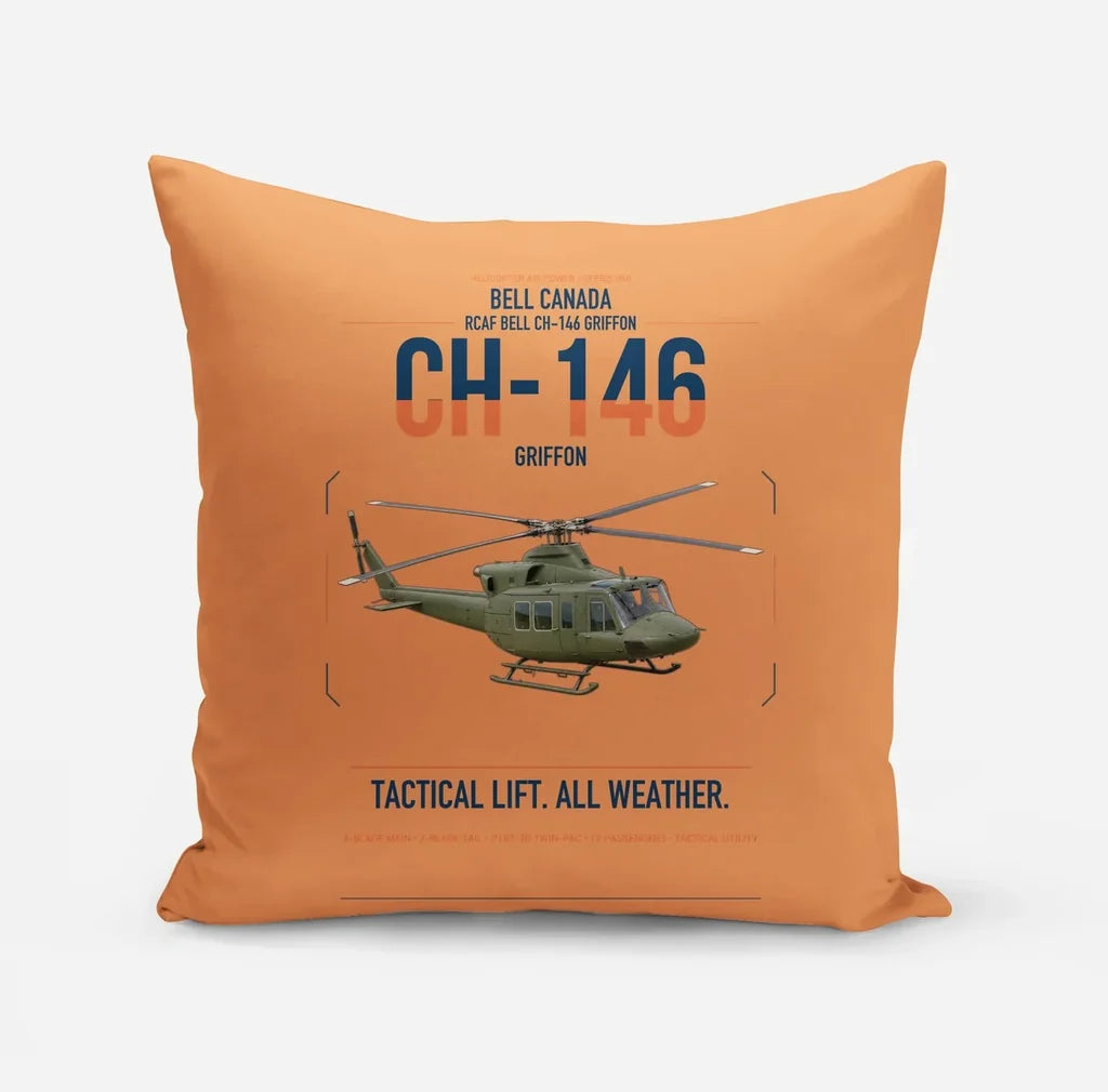 Bell Canada CH-146 Griffon design on orange pillow