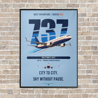 Thumbnail for Boeing 737 MAX 8 vertical canvas print - framed - light blue background