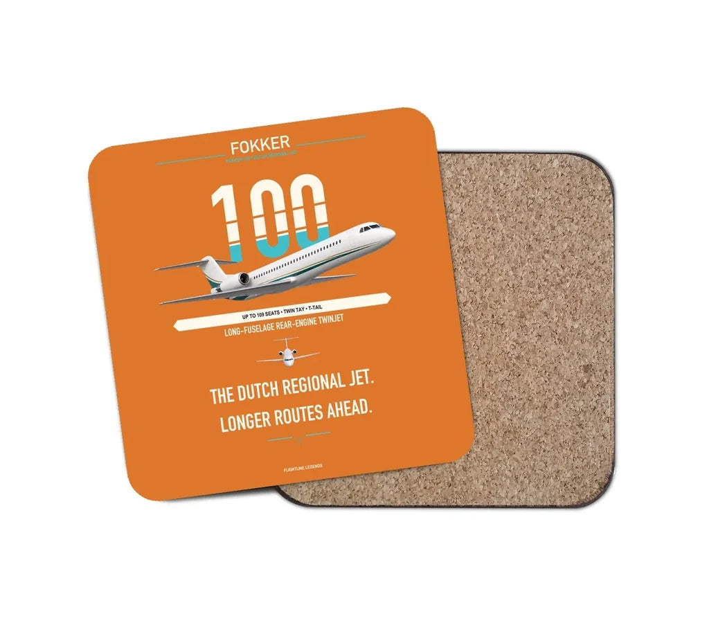 Fokker 100 design on orange 1 piece coaster