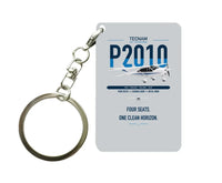 Thumbnail for Tecnam P2010 design on light gray designed key chain, double-side print
