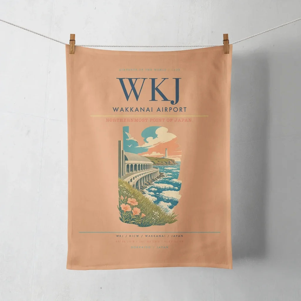 Wakkanai Airport (WKJ) design on orange towel