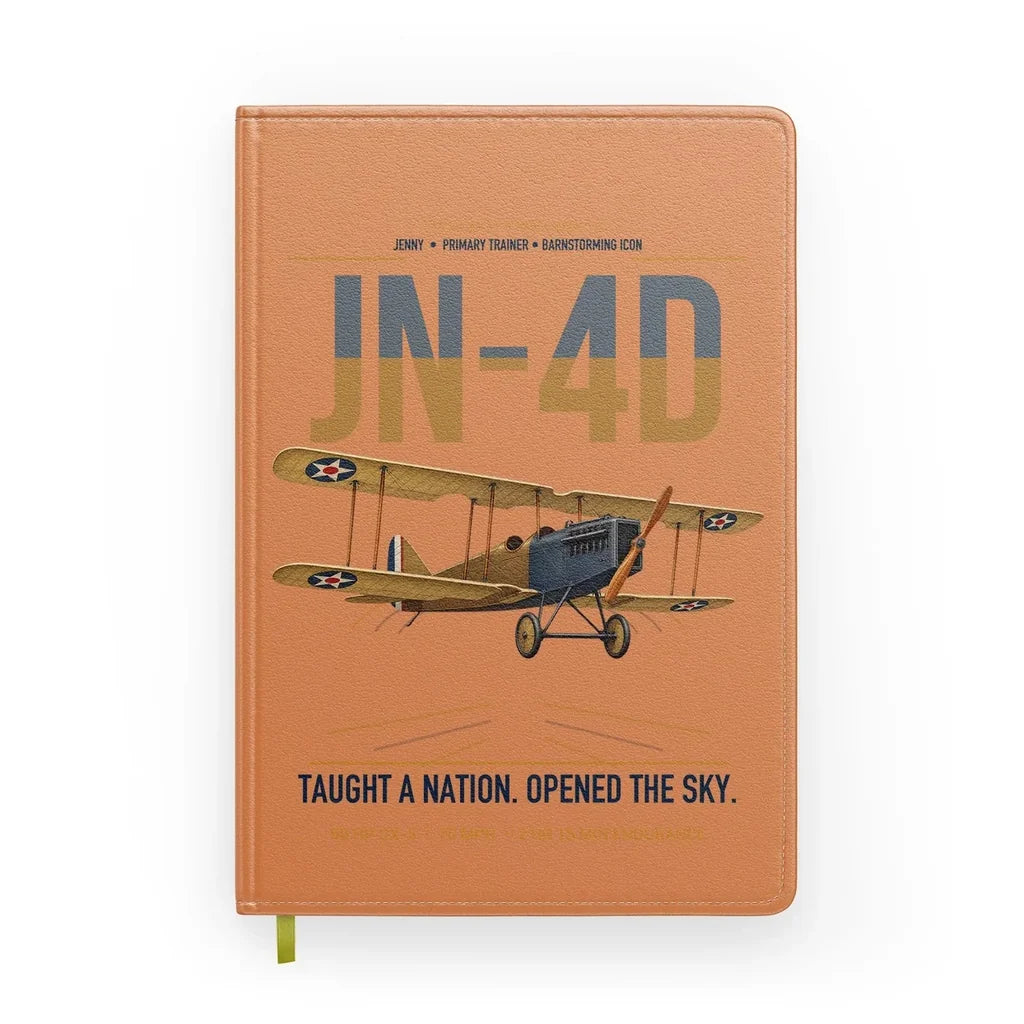Curtiss JN-4D Jenny design on orange notebook
