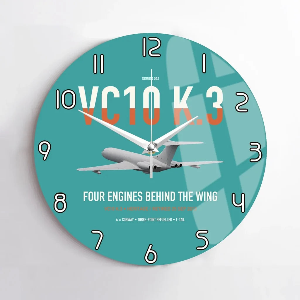 Vickers VC10 K.3 design on turquoise no frame wall clock