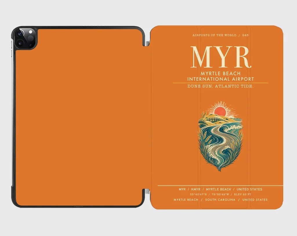 Myrtle Beach International Airport (MYR) design on orange ipad tablet case