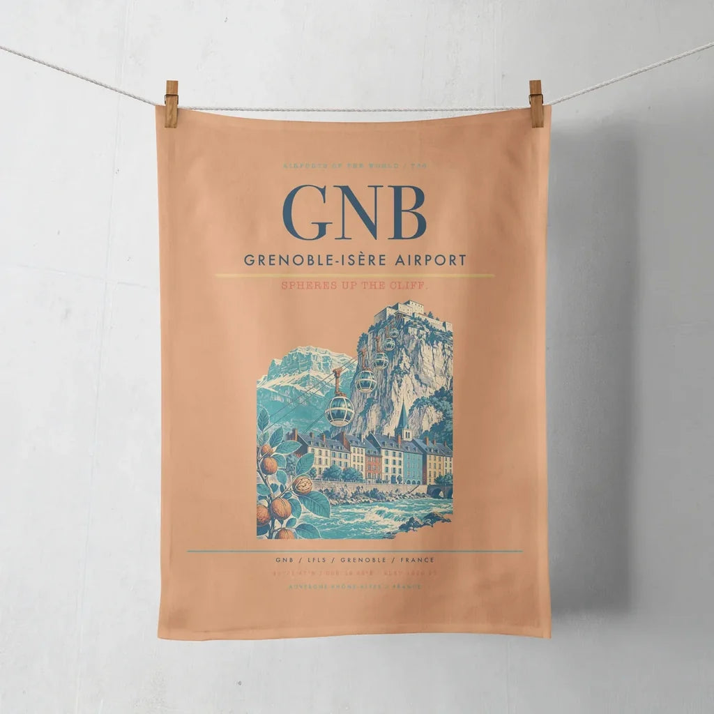 Grenoble-Isère Airport (GNB) design on orange towel