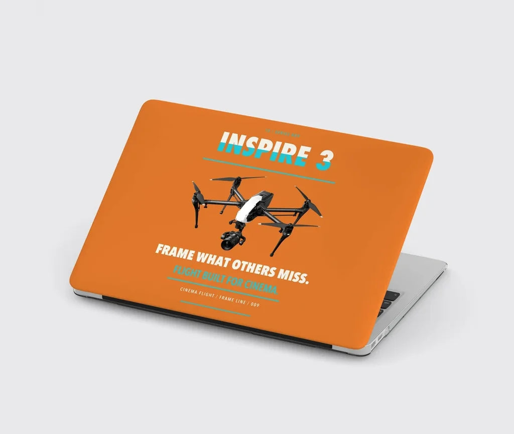 DJI Inspire 3 design on orange MacBook case