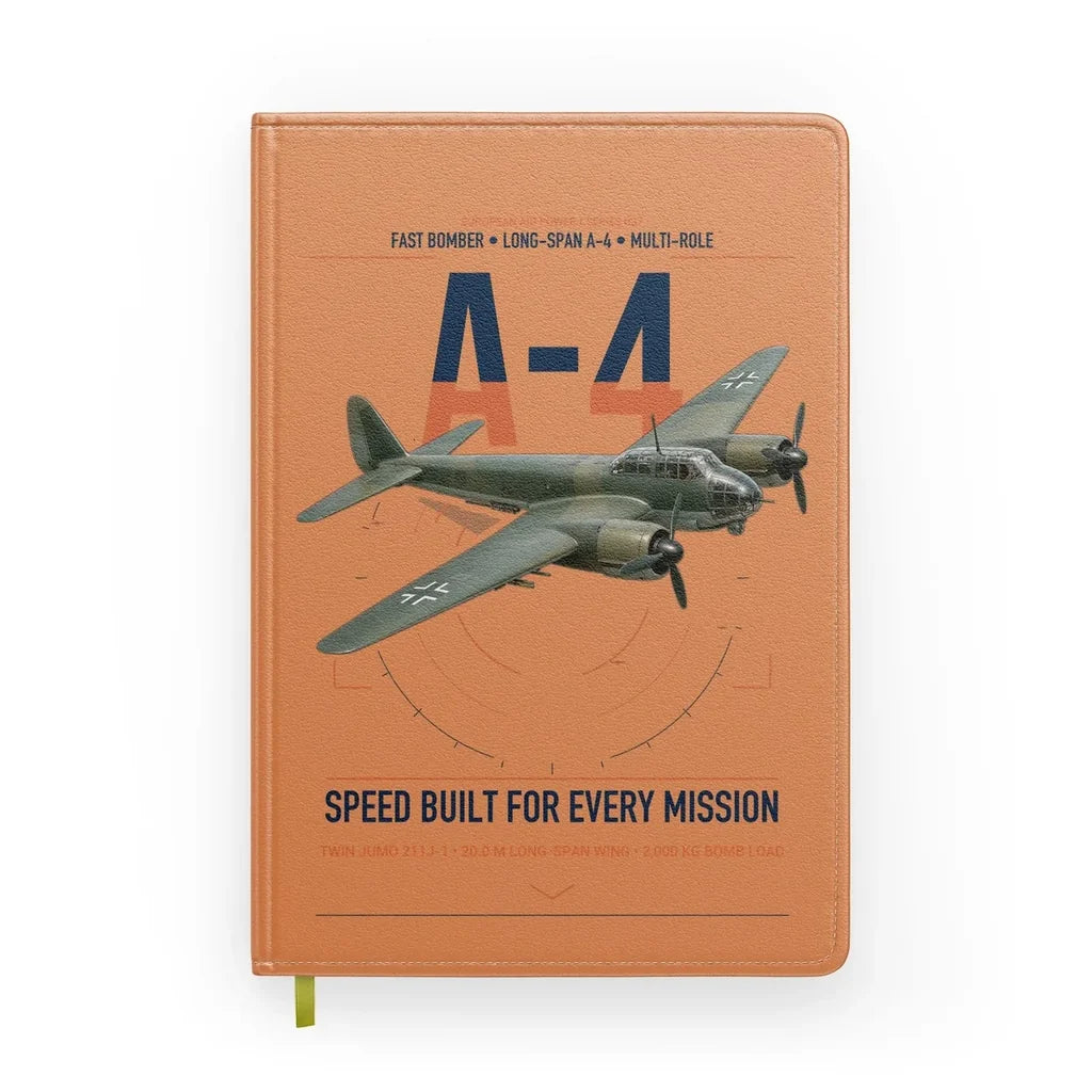 Junkers Ju 88A-4 design on orange notebook