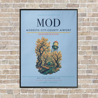 Thumbnail for Modesto City-County Airport MOD vertical canvas print - framed - light blue background