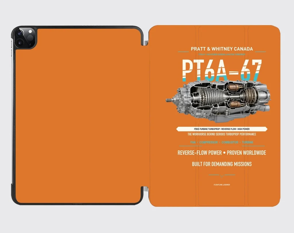 PT6A-67 design on orange ipad tablet case