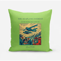 Thumbnail for VINTAGE G4296 - The Seaplane Everest - Designed Pillows design on lightgreen